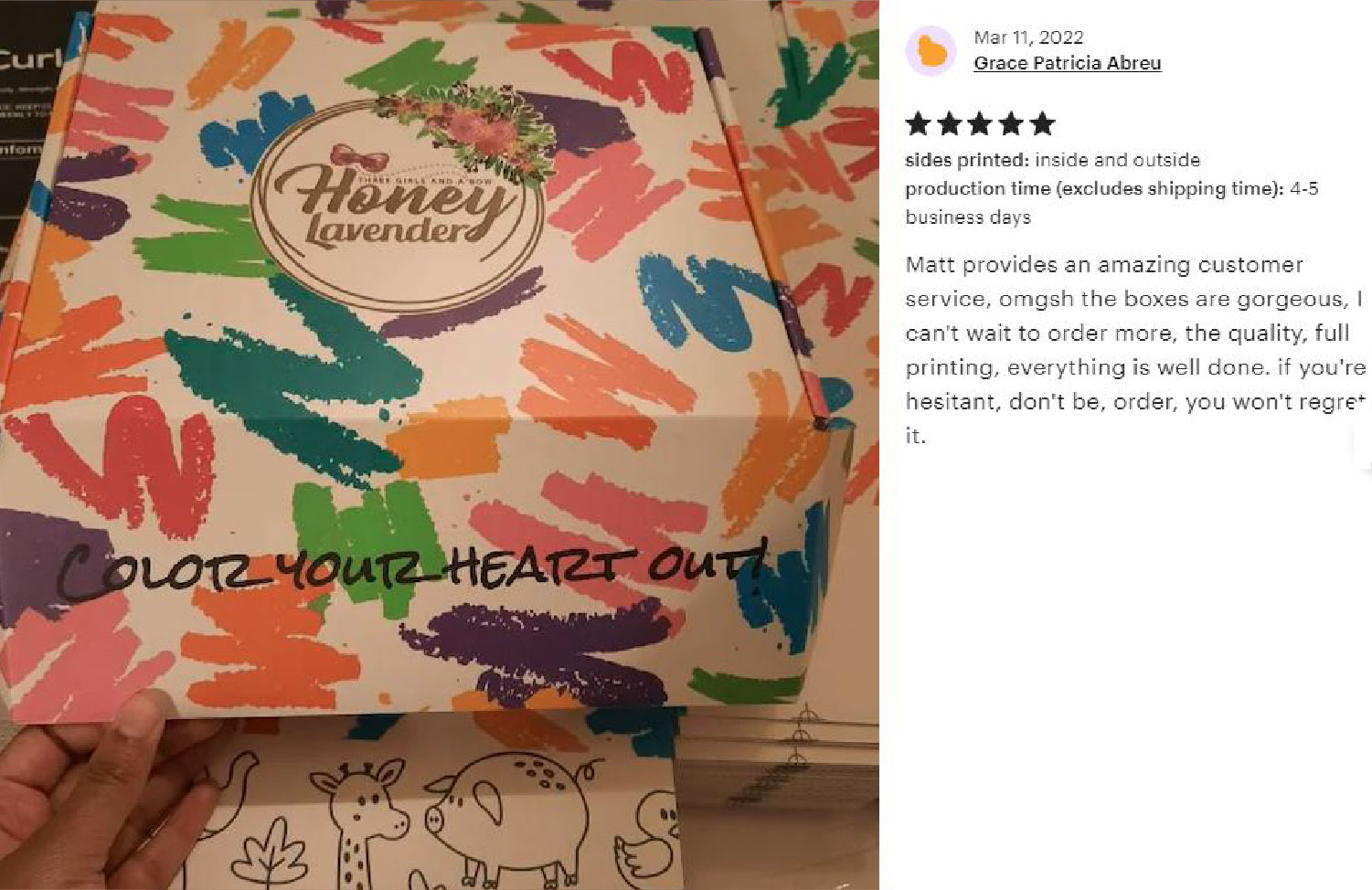 Colorful abstract box with encouraging quote in red script