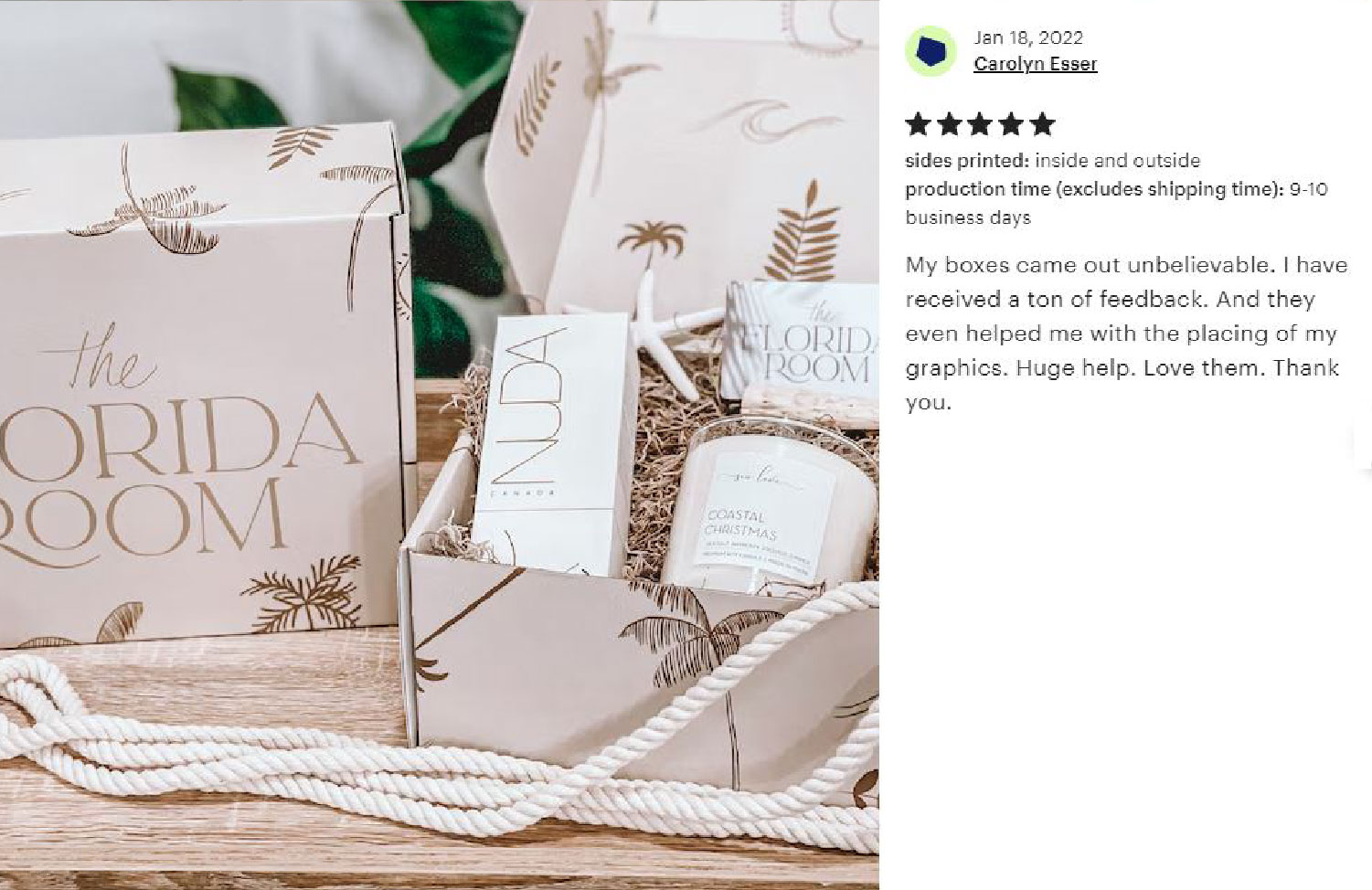 packaging with tissue and necklace card insert