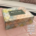 Geometric pastel design custom box for Mattie Rae with the phrase “give yourself a gift.