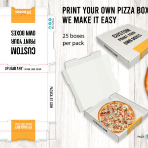 custom printed pizza box shown at multiple angles