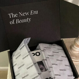 Custom printed mailer box for beauty brand with branded tissue insert