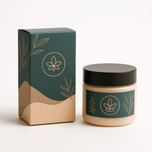 High-profile 3x3x3.5 inch custom product box for bulkier cosmetic items. Folding carton with added height for premium health and beauty packaging.