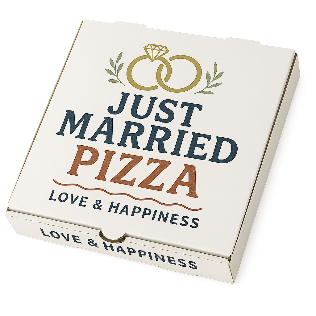Just Married wedding pizza box design